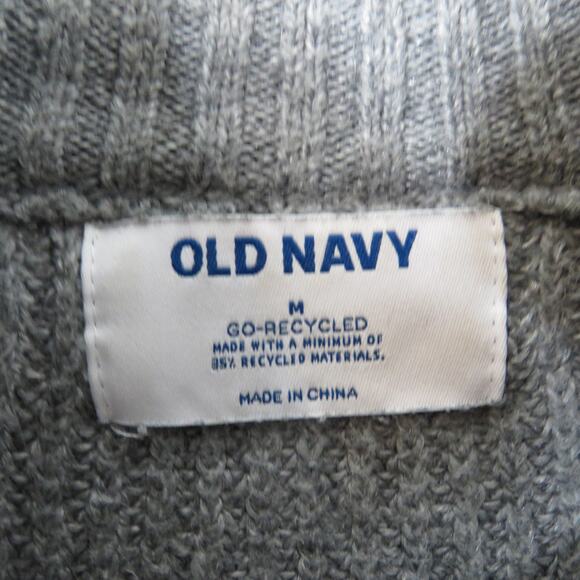 Old Navy Women's Gray Ribbed Knit Quarter Zip Sweater Size Medium Preppy - Picture 6 of 6